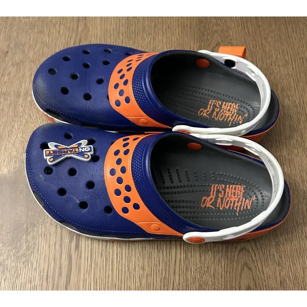 Crocs X NERF Classic Clog NERF Blaster Dart Unisex M 8/ W 10 Royal Blue Orange